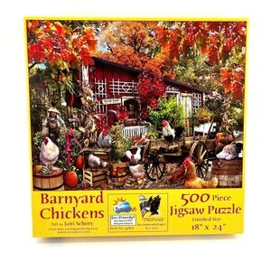 SunsOut Barnyard Chickens 500 Piece Jigsaw Puzzle Lori Schory Art 34871 18x24